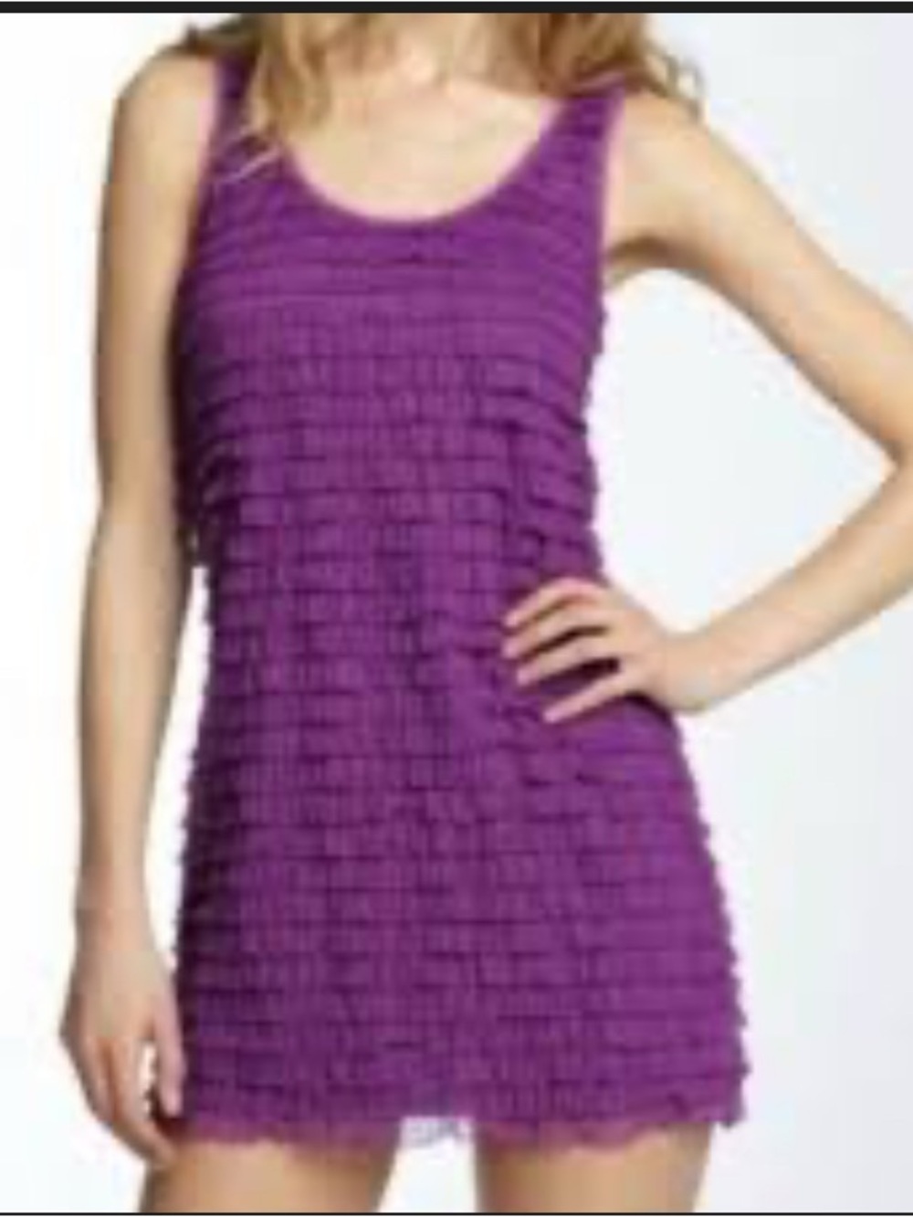 Free People Purple Lettuce  Ruffle Tiered Sleeveless Mini Dress  sz S